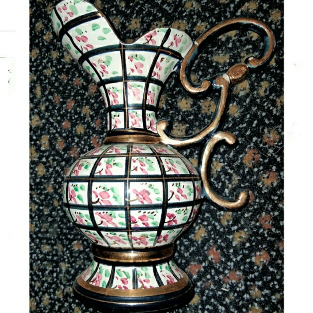 VINTAGE HAND PAINTED PITCHER/ VASE FROM BELGIUM